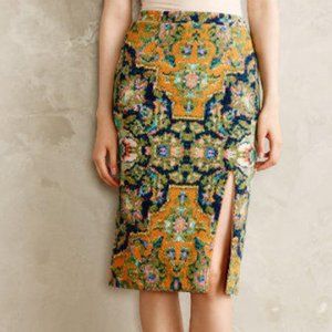 Anthropologie Maeve Tapestry Pencil Skirt Sz M